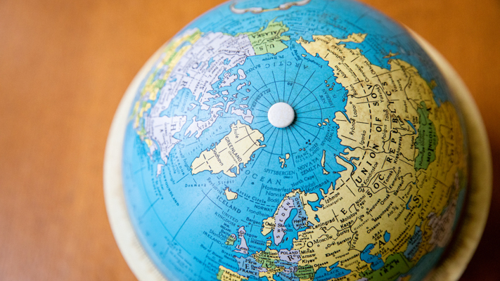 overhead view of a globe